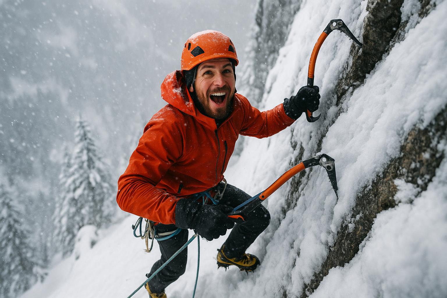 The excitement of winter climbing.